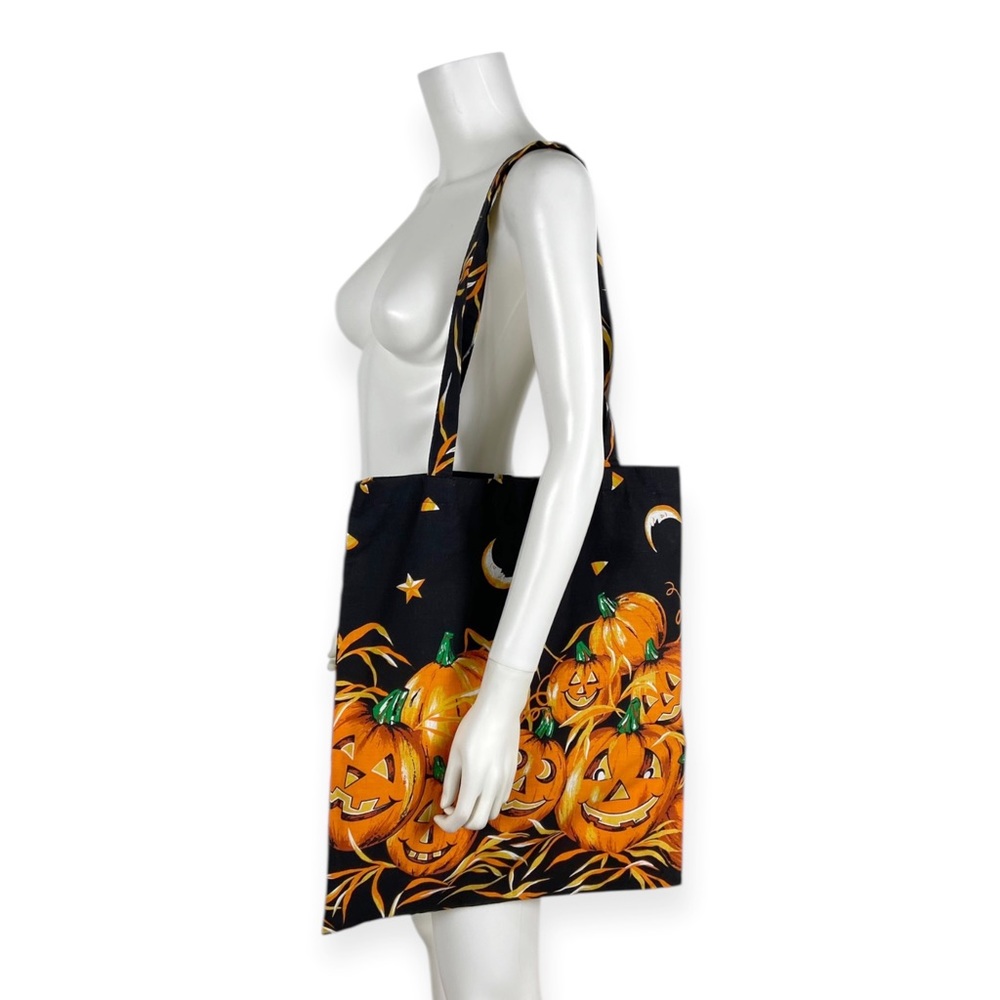 Vintage Handmade Halloween Pumpkin Shoulder Tote Bag - Picture 8 of 10
